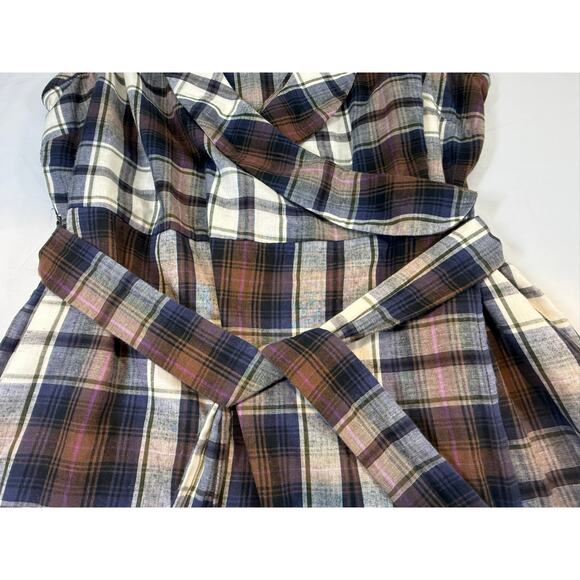 Anthropologie Tylho Plaid Collared Wrap Dress Size L Excellent Condition - Picture 6 of 15